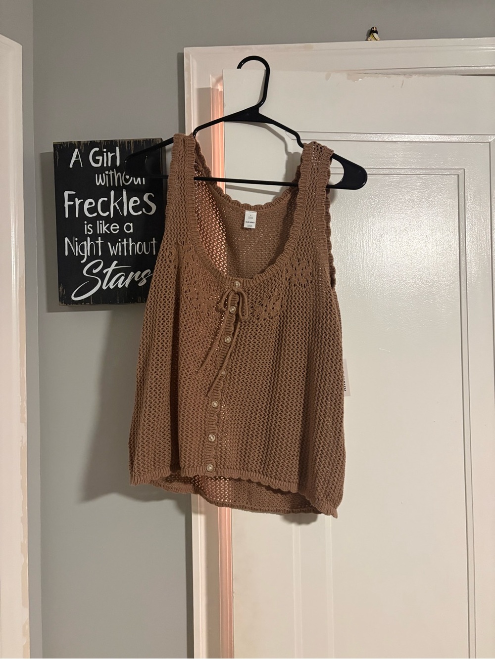 Old Navy Brown Crocheted Button-Front Tank